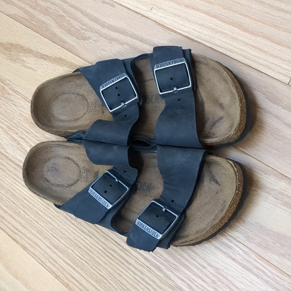Birkenstock Leather Black Arizona Sandals 38 N - Picture 3 of 9